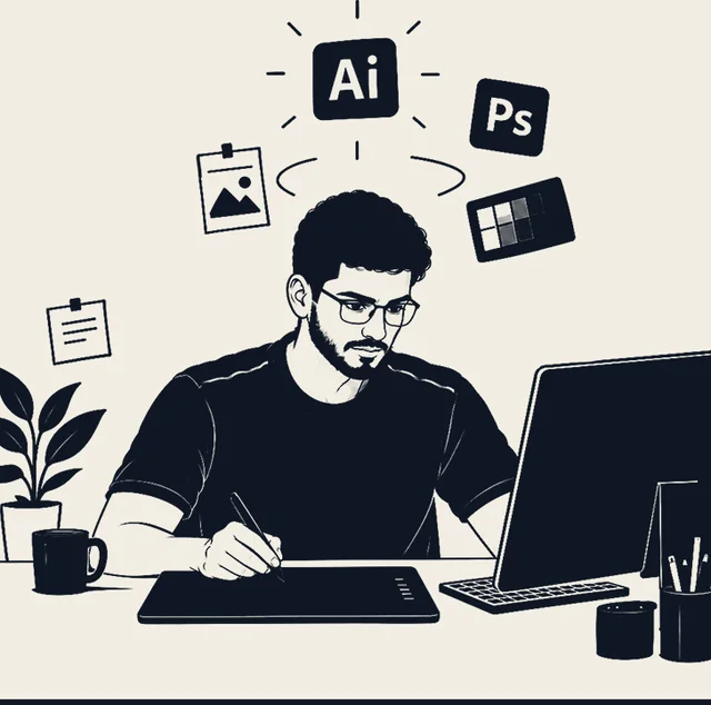 رسم توضيحي لـعبدالله الشيخ، مصمم جرافيك