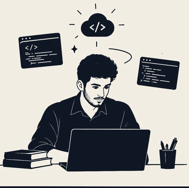 رسم توضيحي لـعماد سليمان، مطوّر مواقع