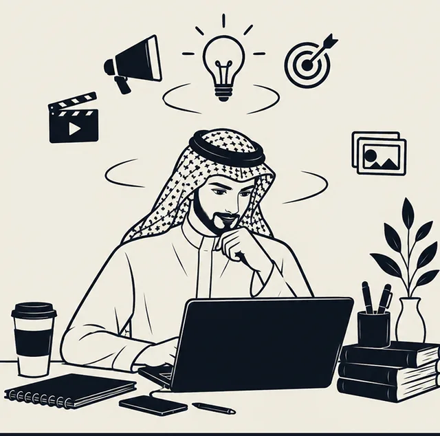 رسم توضيحي لـحمدان المجنوني من فريق آثار ميديا