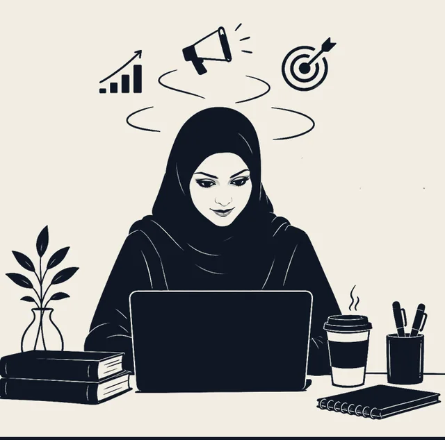 رسم توضيحي لـحنان صوان، مسؤولة الإعلانات المدفوعة